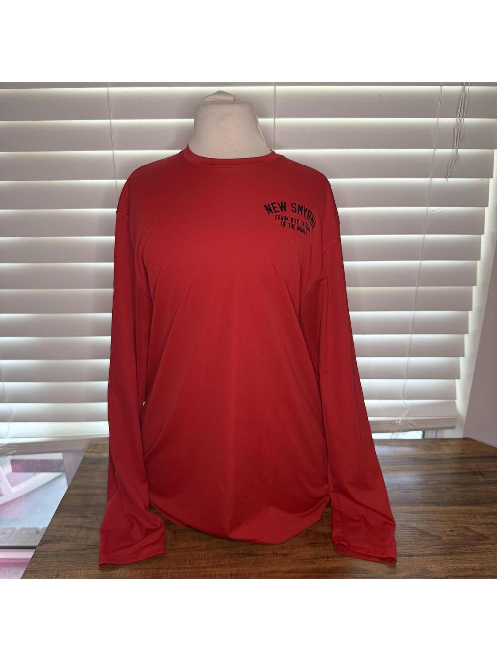 Red Long Sleeve New Smyrna Florida Fishing Shirt Size Large